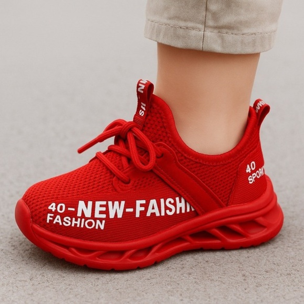 Toddler‎ Red Knit Mesh Sneakers Size 7.5 – Lightweight High-Top Athletic Shoes